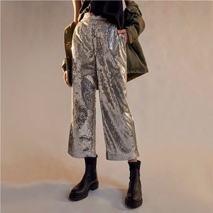 Porridge | Lula Sequined Wide-Leg Trousers | NWT